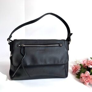 David Jones Paris Black Vegan Leather Shoulder Bag